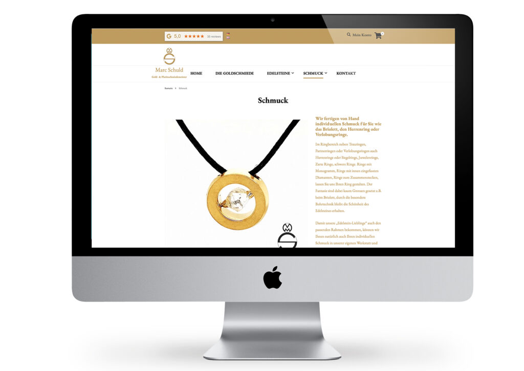 Gestaltung von Onlineshops und Programmierung für Goldschmiedebetriebe bundesweit